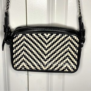 Banana Republic Black White Over Mini Crossbody Woven Chevron Women’s Party Bag